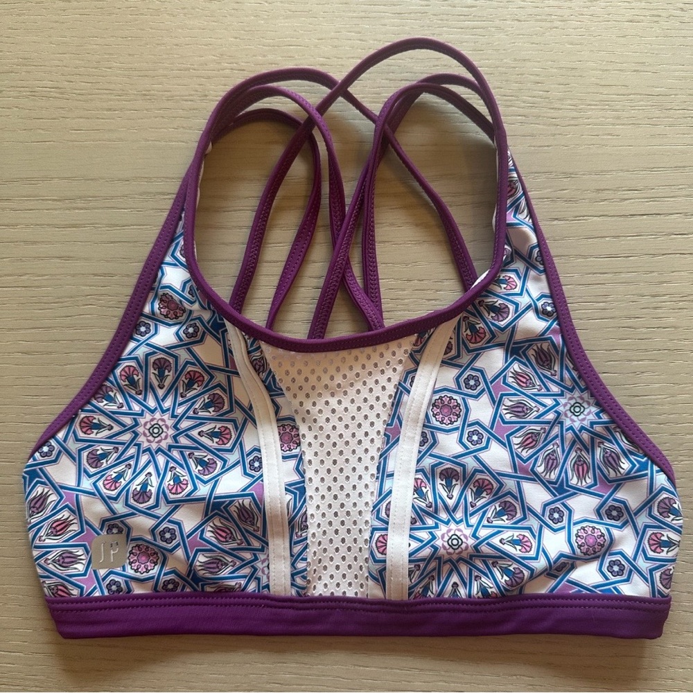Kids Dance Crop Top - Purple Patterned Performance Bra